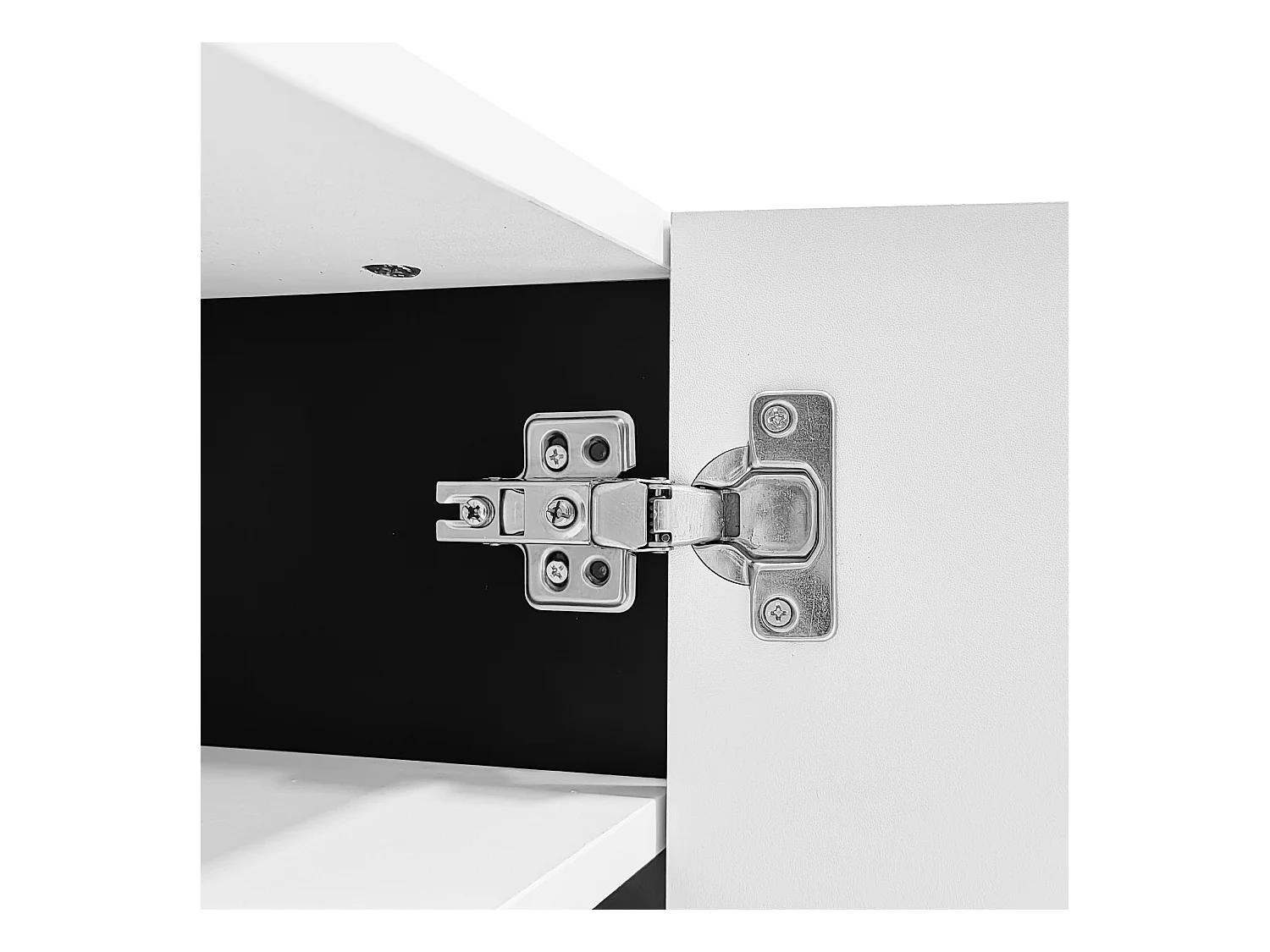 TV-meubel met 3 deuren en 2 lades, gegroefde kast in wit met zwarte accenten - 190x35x45cm