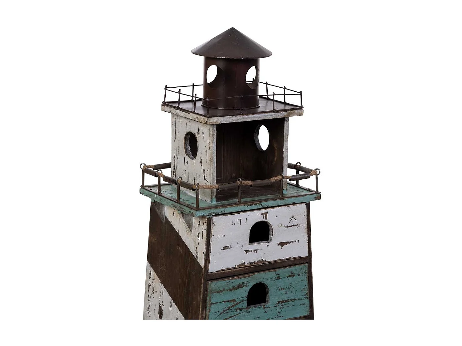 Leuchtturm Regal aus Holz und Metall 41x27x115h cm Braun