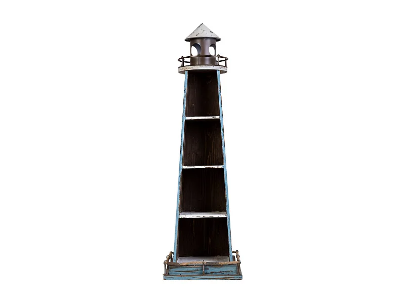 Prateleira em madeira e metal farol 30,5x30,5x107h cm