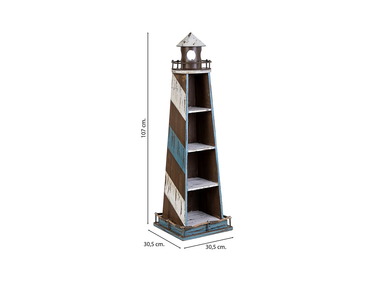 Prateleira em madeira e metal farol 30,5x30,5x107h cm