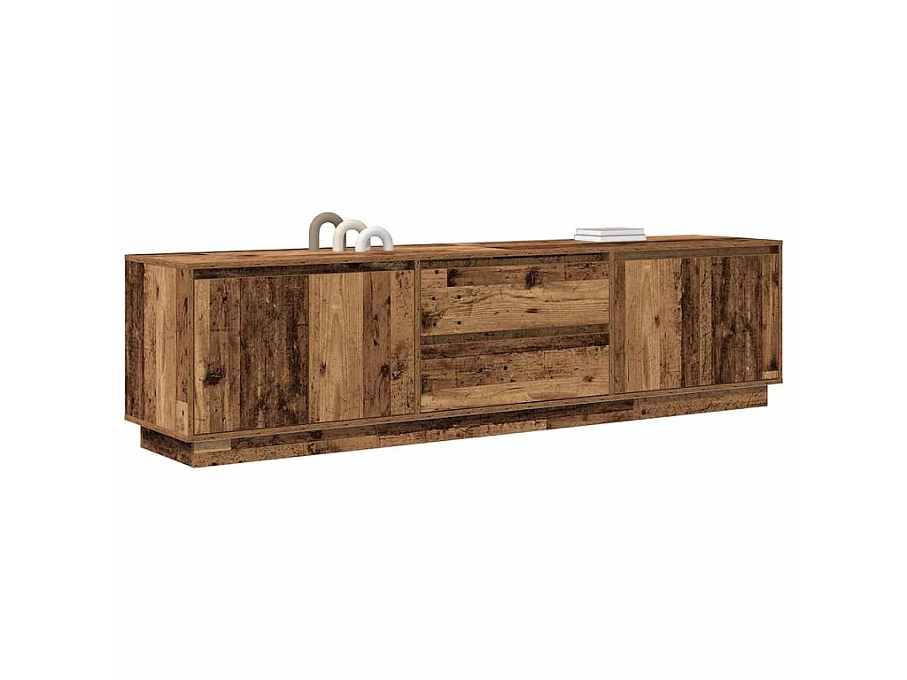 Meuble TV avec éclairage LED vieux bois 193,5x41x50 cm