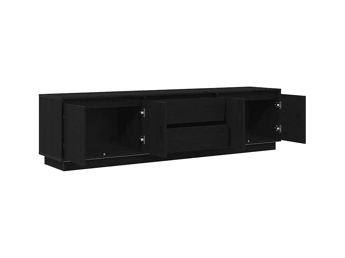 Mobile Porta TV con Luci LED Rovere Nero 193,5x41x50 cm