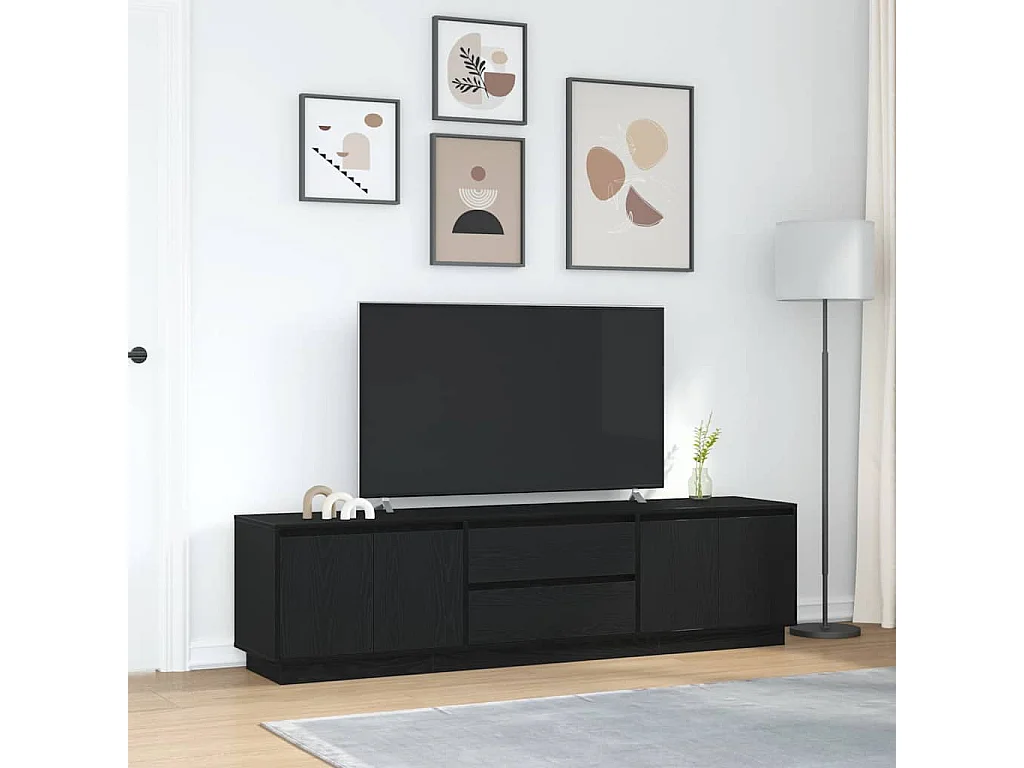 Móvel de TV com luzes LED 193,5x41x50 cm carvalho preto