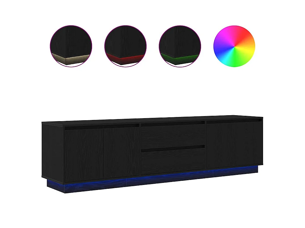 Meuble TV avec lumières LED chêne noir 193,5x41x50 cm