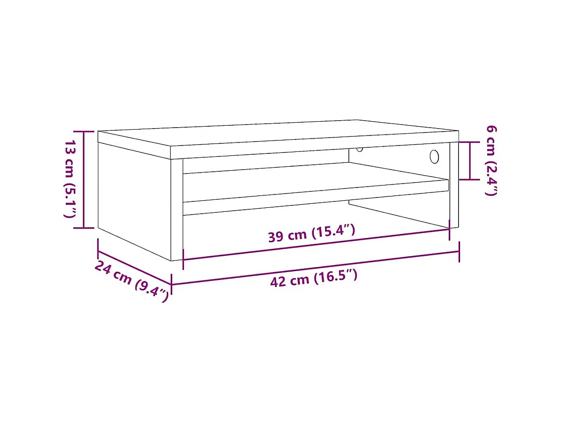 Support de moniteur vieux bois 42 x 24 x 13cm bois d'ingénierie