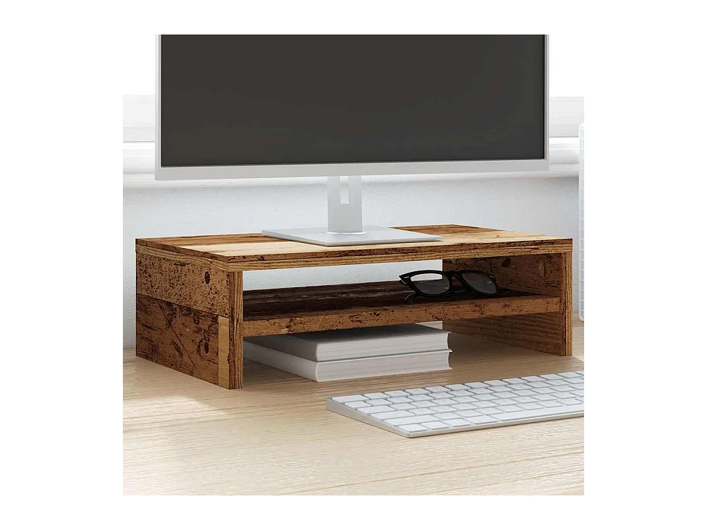 Support de moniteur vieux bois 42 x 24 x 13cm bois d'ingénierie