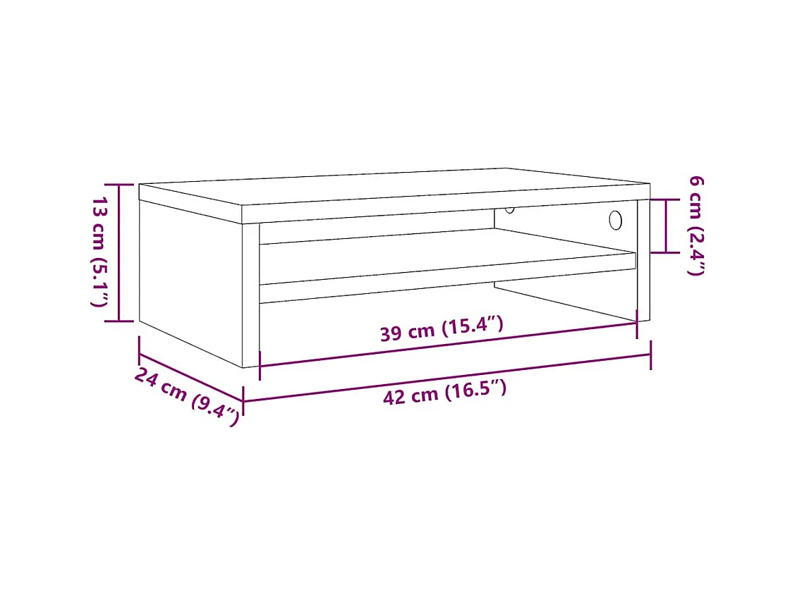 Support de moniteur vieux bois 42 x 24 x 13cm bois d'ingénierie