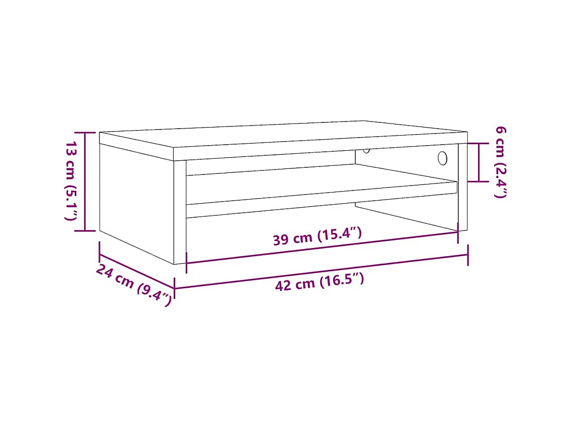 Support de moniteur vieux bois 42 x 24 x 13cm bois d'ingénierie