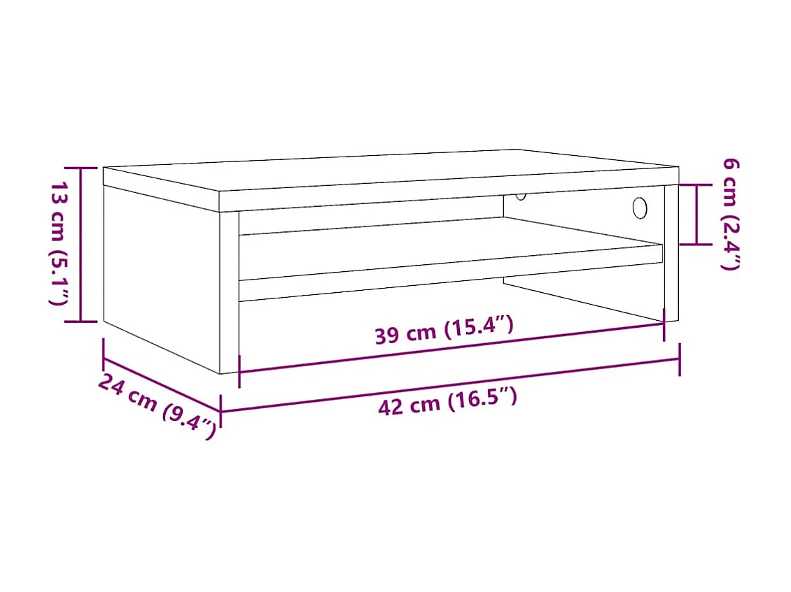 Support de moniteur vieux bois 42 x 24 x 13cm bois d'ingénierie