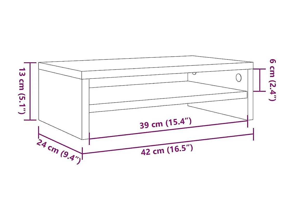 Support de moniteur vieux bois 42 x 24 x 13cm bois d'ingénierie