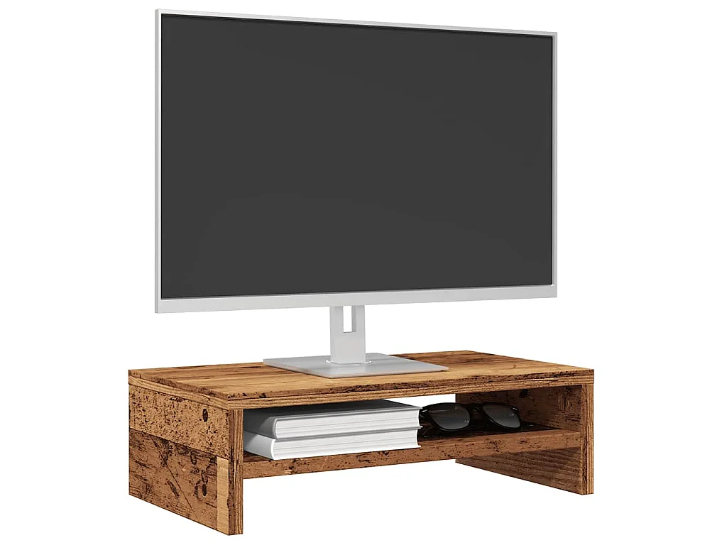 Support de moniteur vieux bois 42 x 24 x 13cm bois d'ingénierie