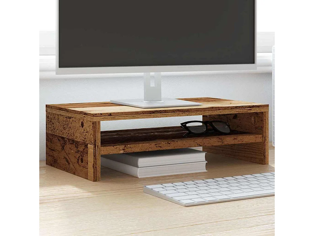 Support de moniteur vieux bois 42 x 24 x 13cm bois d'ingénierie