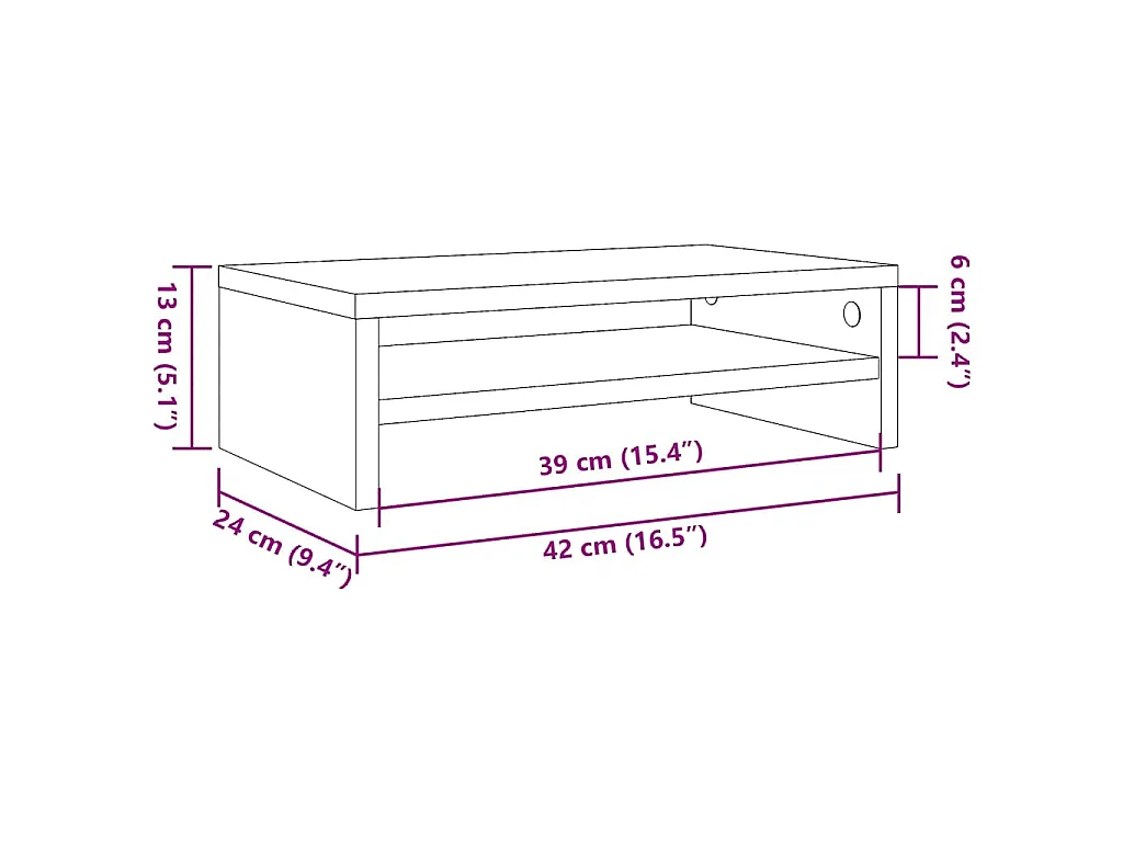 Support de moniteur vieux bois 42 x 24 x 13cm bois d'ingénierie