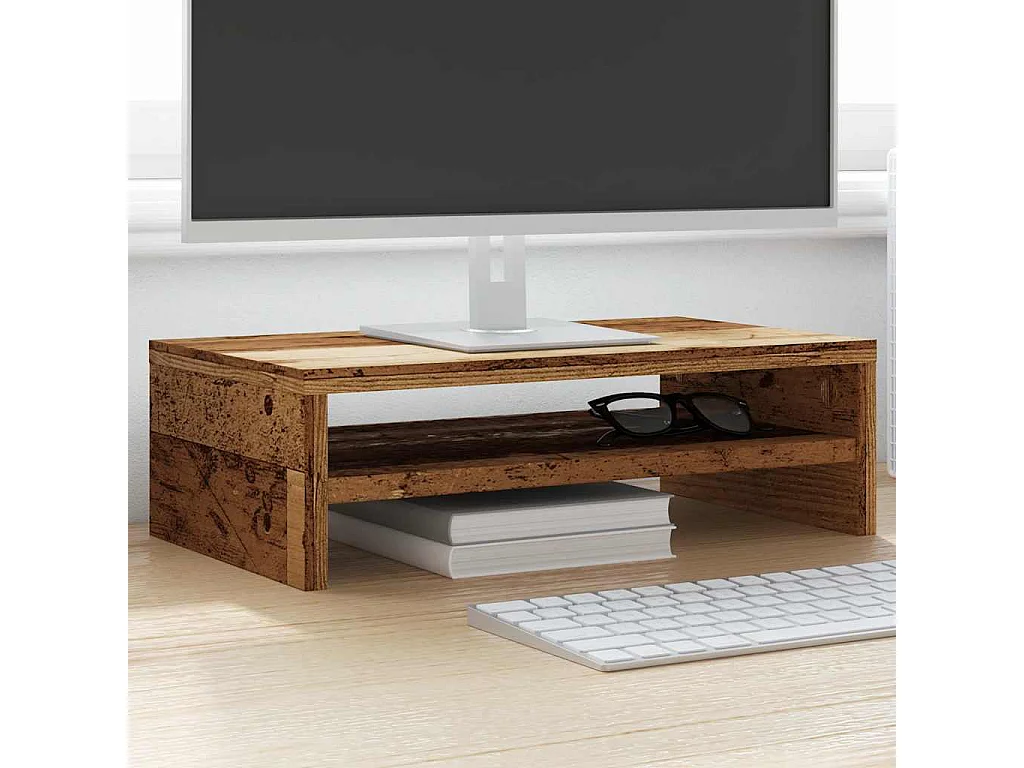 Support de moniteur vieux bois 42 x 24 x 13cm bois d'ingénierie