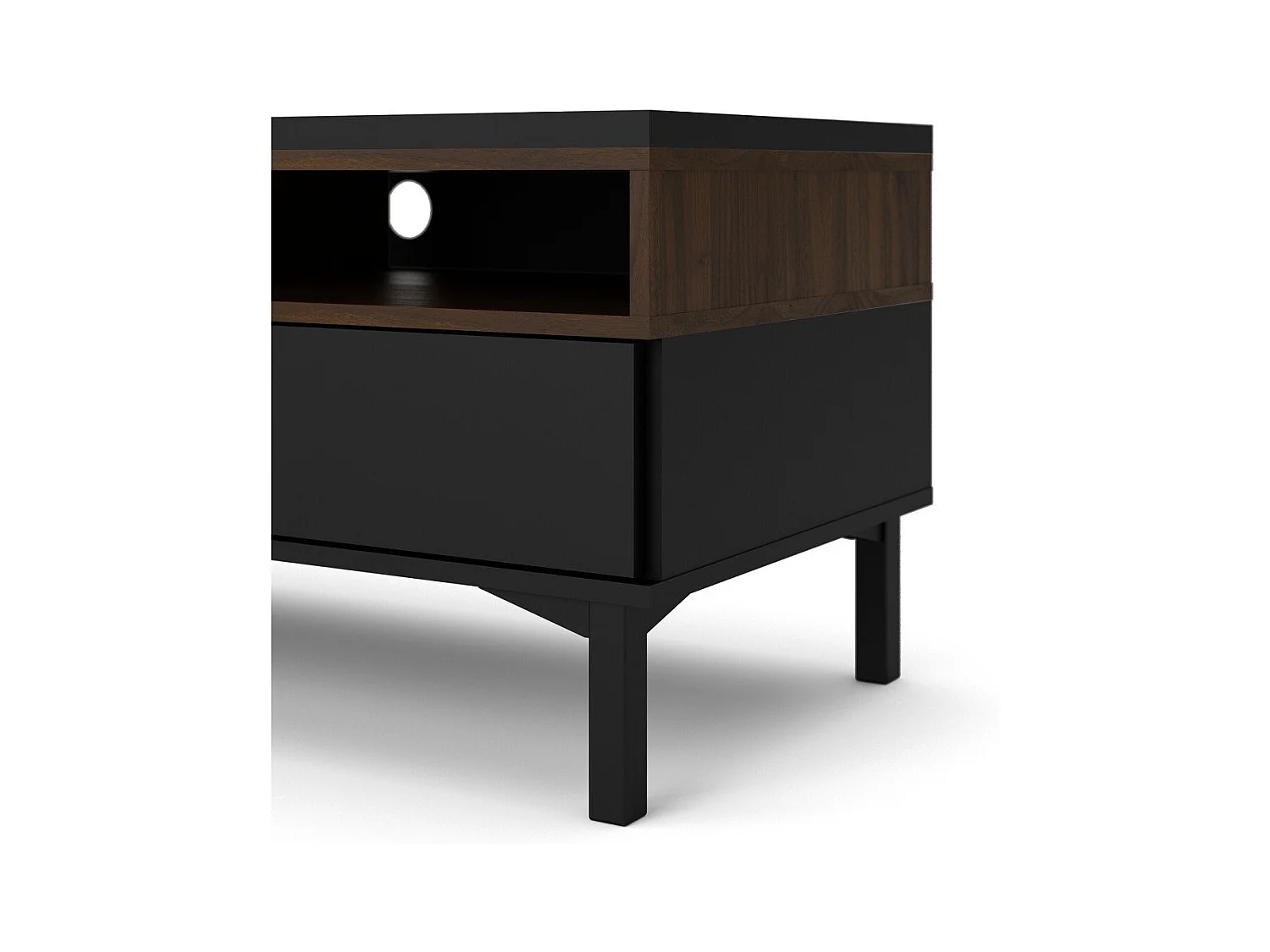 Meuble TV 1 porte, 3 tiroirs et 2 niches L156 cm - APRIL