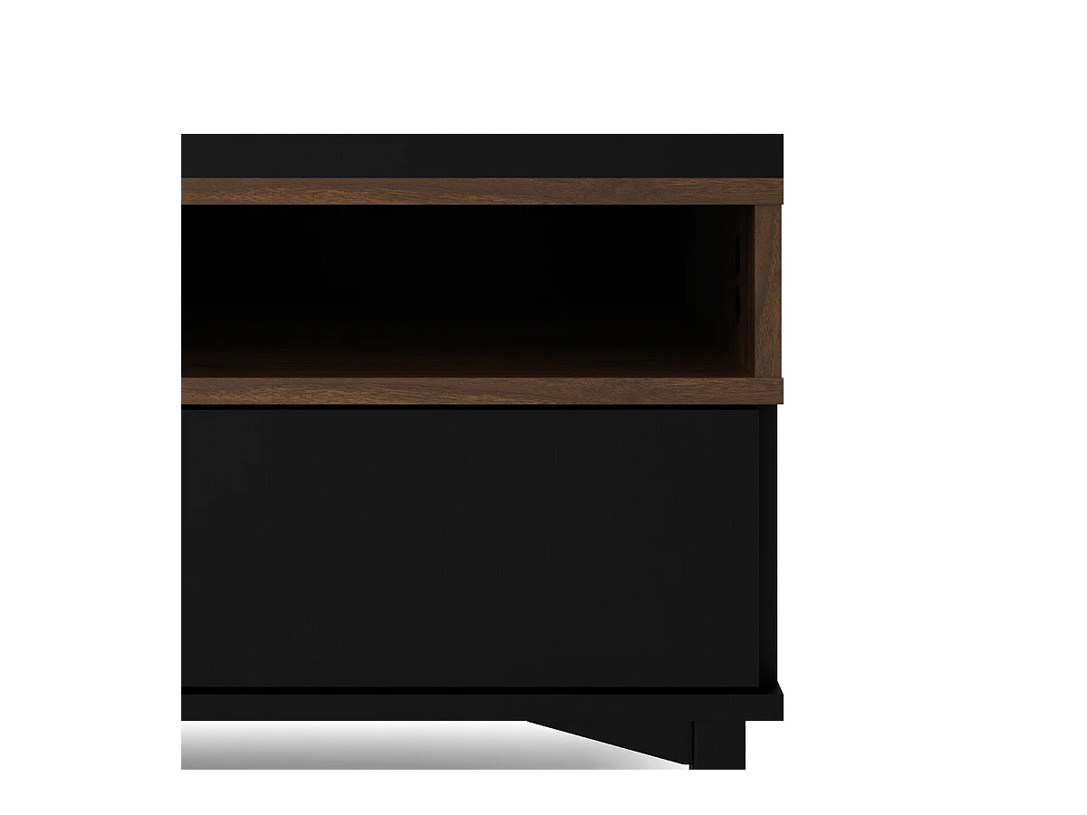 Meuble TV 1 porte, 3 tiroirs et 2 niches L156 cm - APRIL