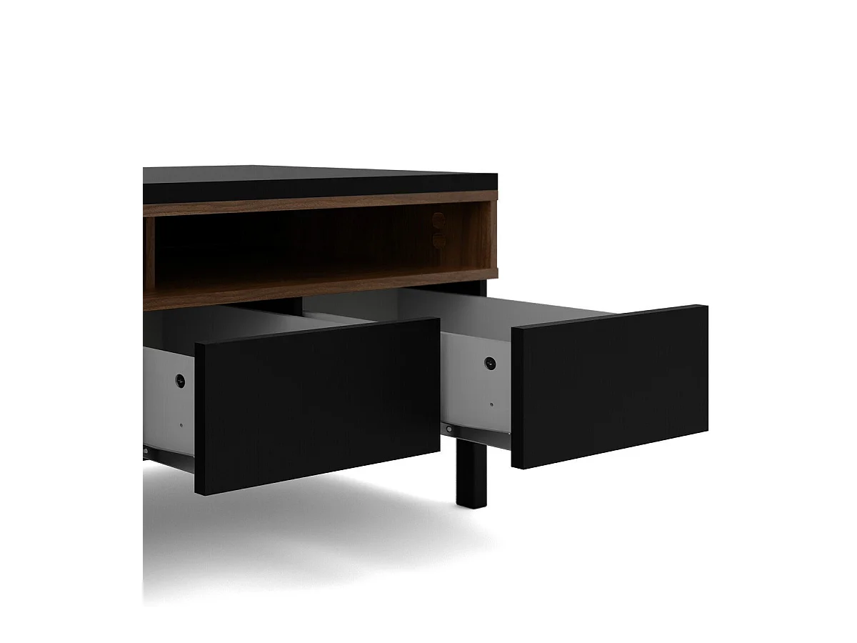 Meuble TV 1 porte, 3 tiroirs et 2 niches L156 cm - APRIL