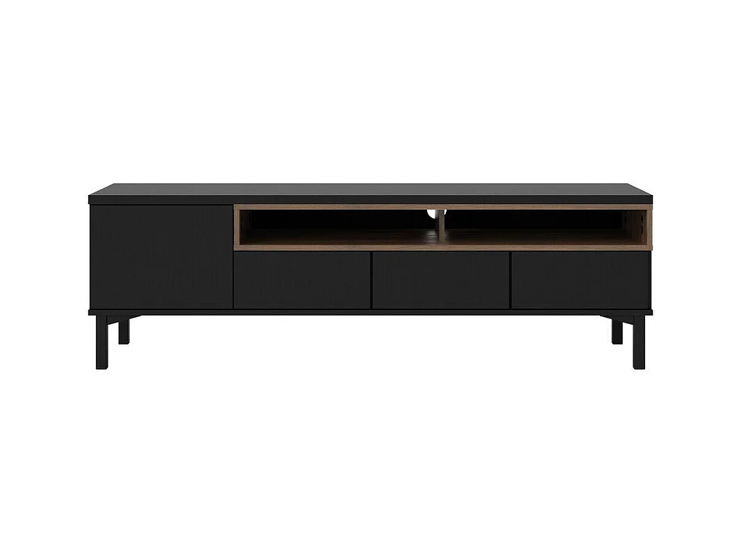 Meuble TV 1 porte, 3 tiroirs et 2 niches L156 cm - APRIL