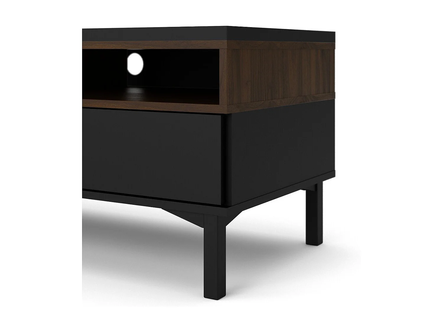 Meuble TV 1 porte, 3 tiroirs et 2 niches L156 cm - APRIL