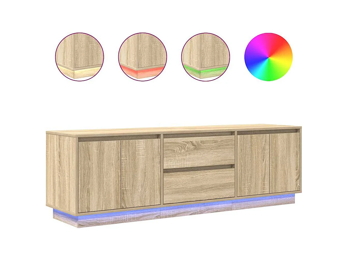 Meuble TV avec lumières LED chêne sonoma 160,5x41x50 cm