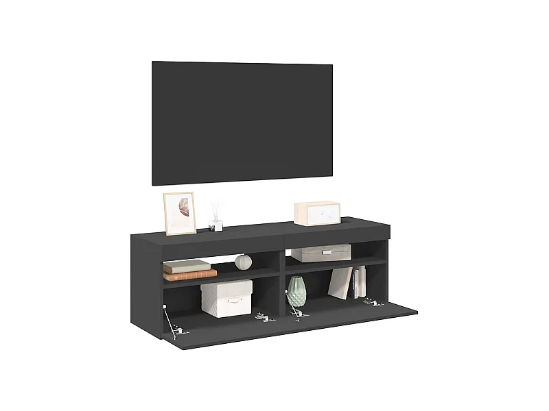 Meubles TV avec lumières LED 2 pcs gris 60x35x40 cm