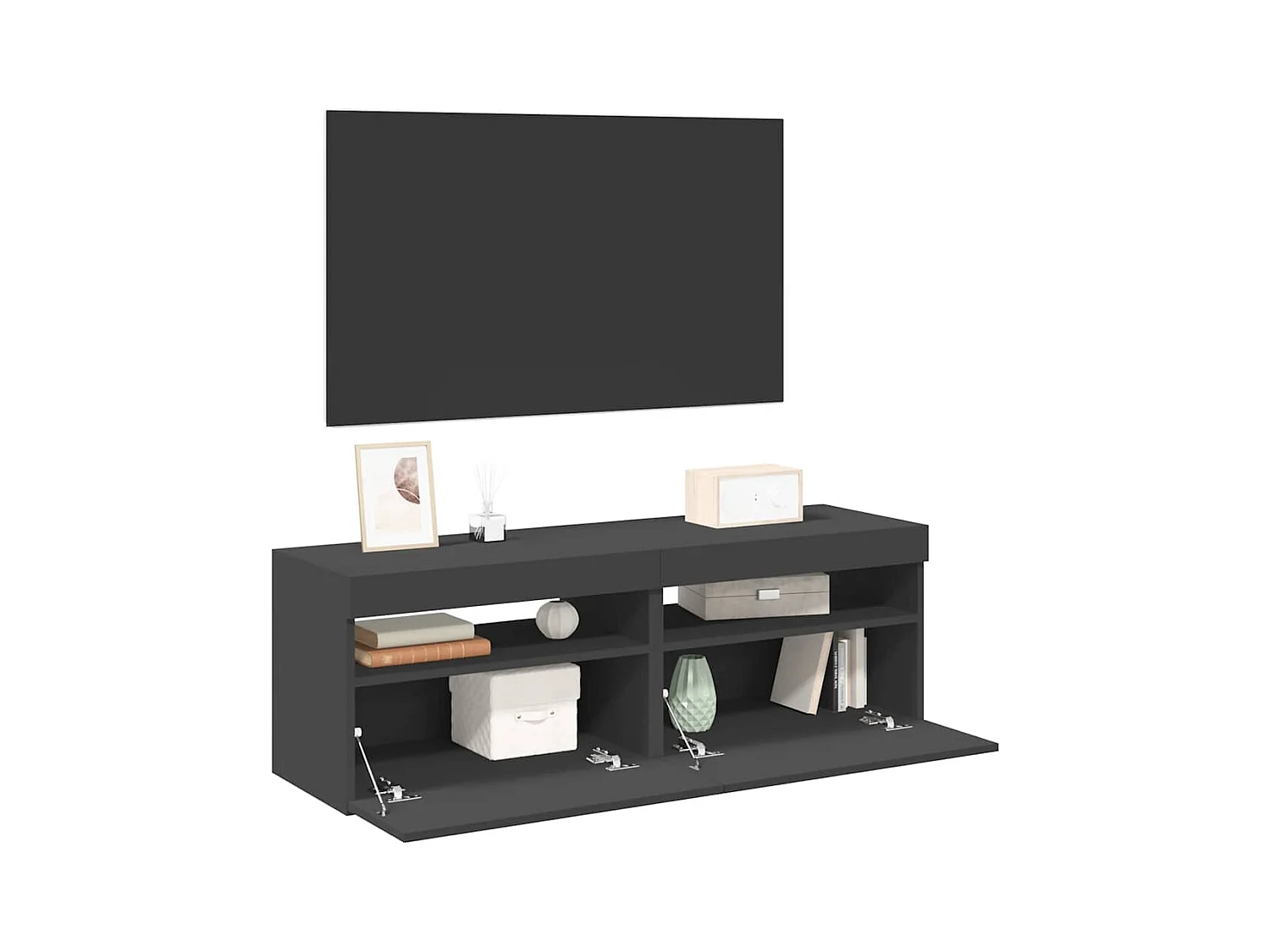 Meubles TV avec lumières LED 2 pcs gris 60x35x40 cm