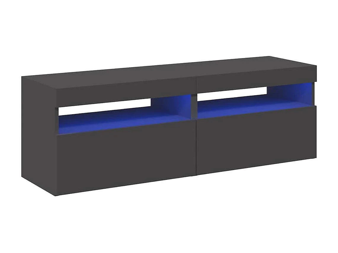 Meubles TV avec lumières LED 2 pcs gris 60x35x40 cm