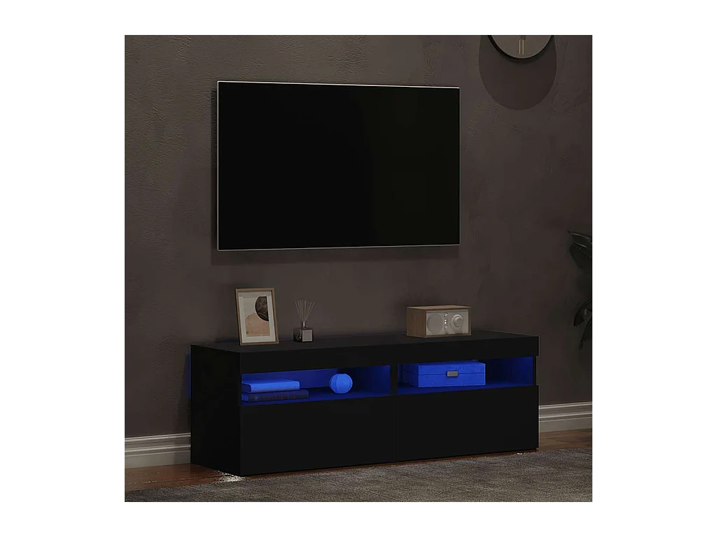 Meubles TV avec lumières LED 2 pcs gris 60x35x40 cm