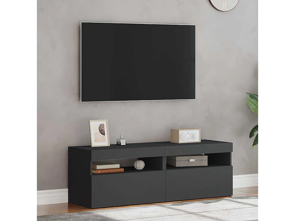 Meubles TV avec lumières LED 2 pcs gris 60x35x40 cm