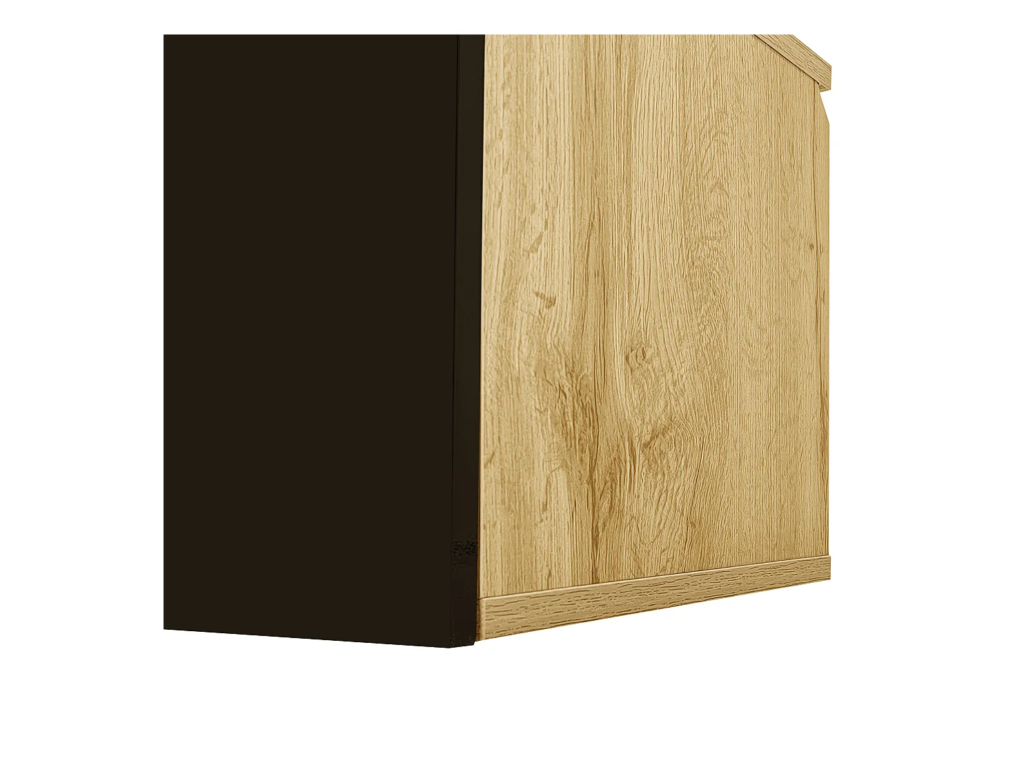 TV-meubel met 3 deuren en LED, wandmeubel in hoogglans zwarte lak en houtlook - 180x35x30cm