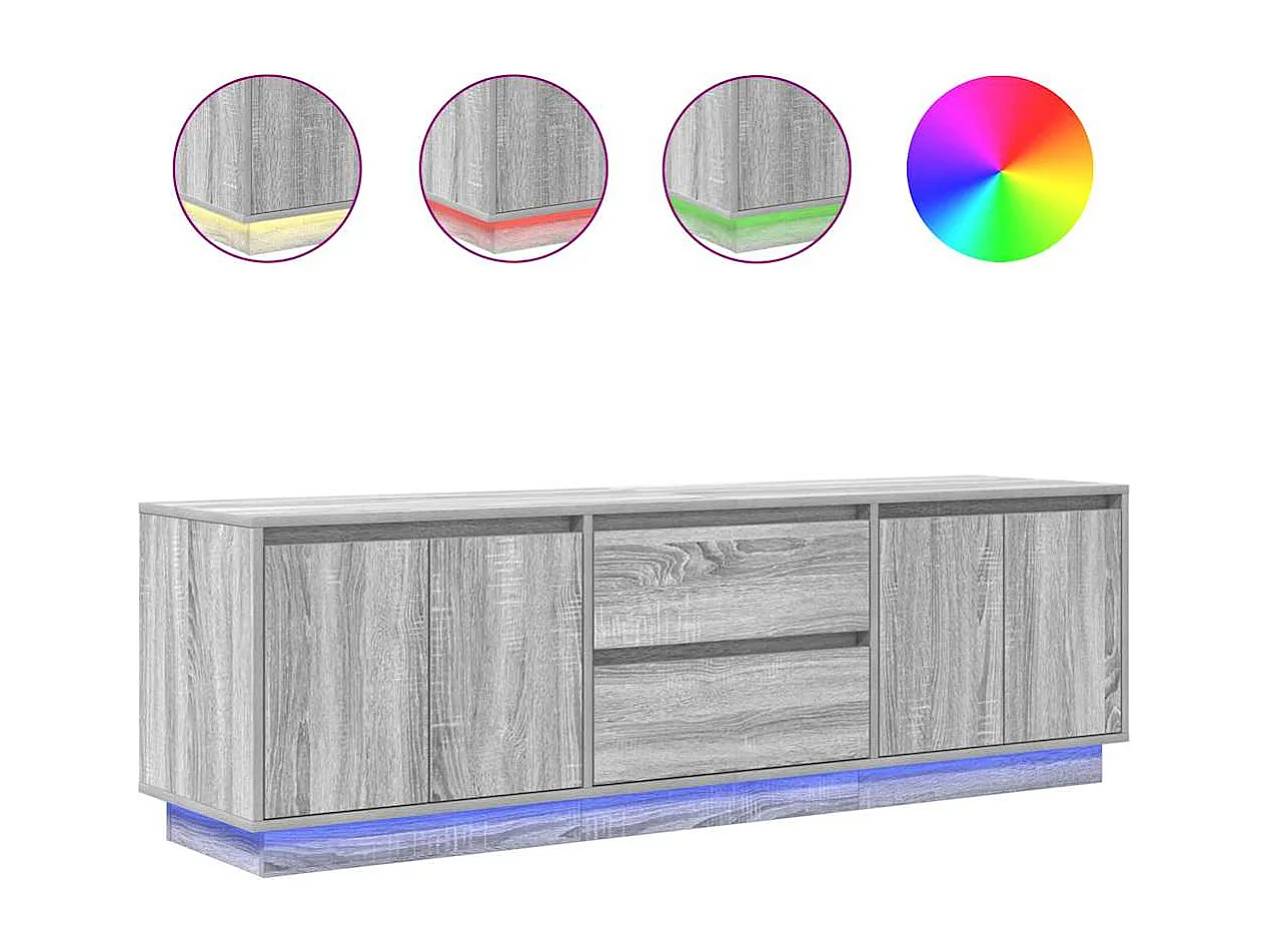Meuble TV avec lumières LED sonoma gris 160,5x41x50 cm