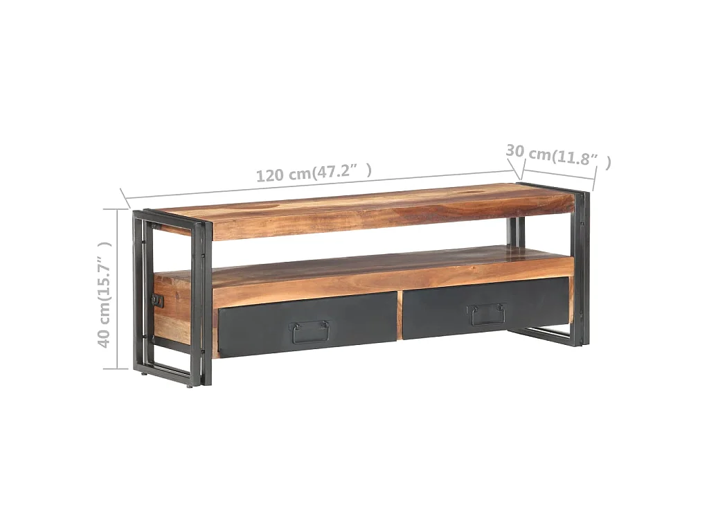 Mobile Porta TV 120x30x40 cm in Legno Massello