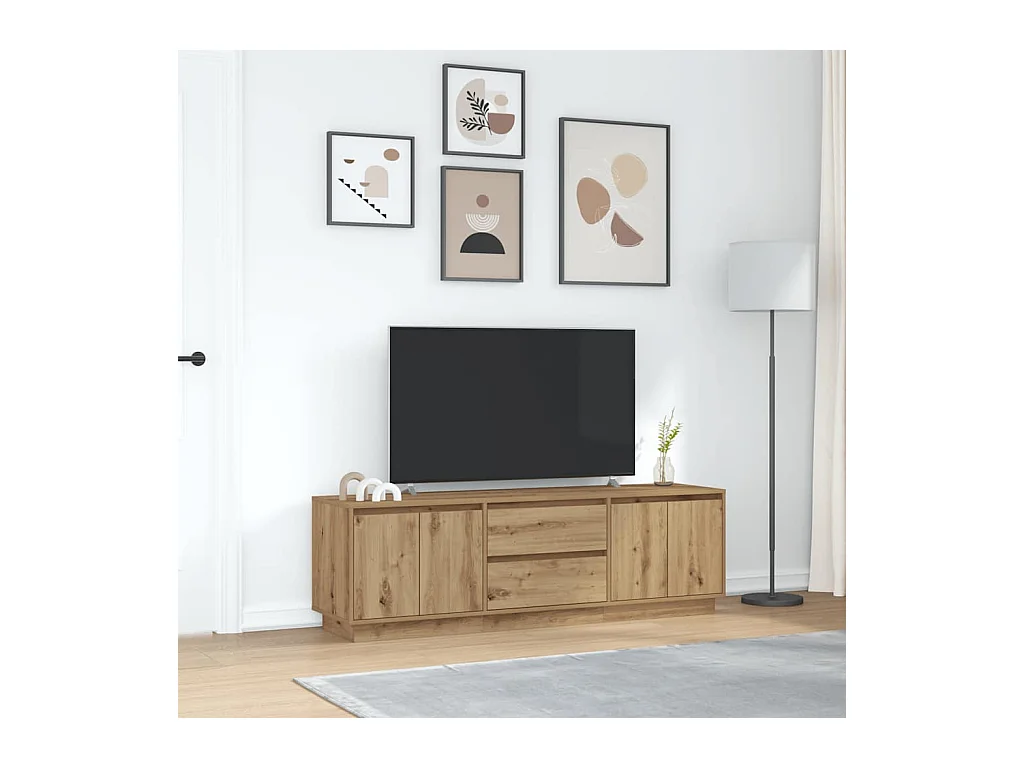 Meuble TV avec éclairages LED chêne artisanal 160,5x41x50 cm