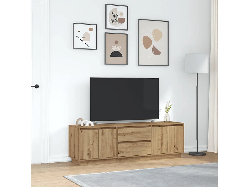 Meuble TV avec éclairages LED chêne artisanal 160,5x41x50 cm