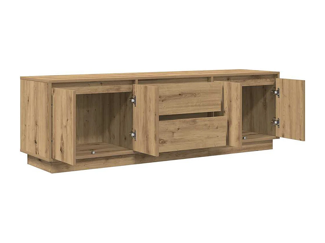 Meuble TV avec éclairages LED chêne artisanal 160,5x41x50 cm