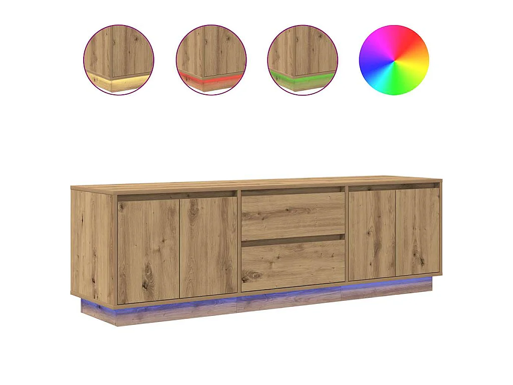 Meuble TV avec éclairages LED chêne artisanal 160,5x41x50 cm