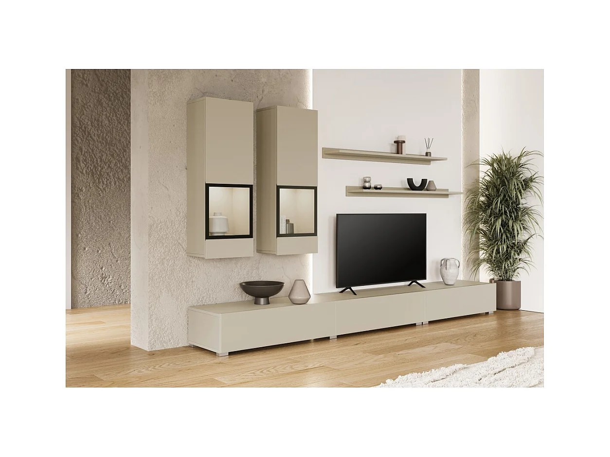 Conjunto de muebles de salón RAMOS – Beige claro – Diseño contemporáneo sin LED