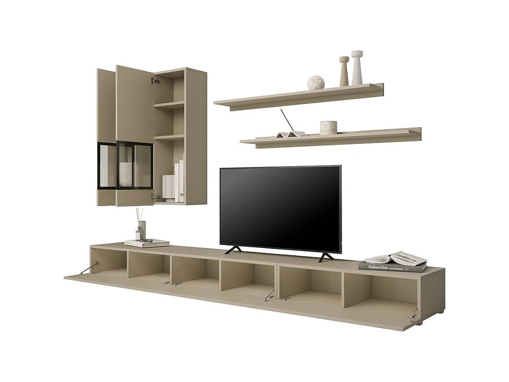 Conjunto de muebles de salón RAMOS – Beige claro – Diseño contemporáneo sin LED