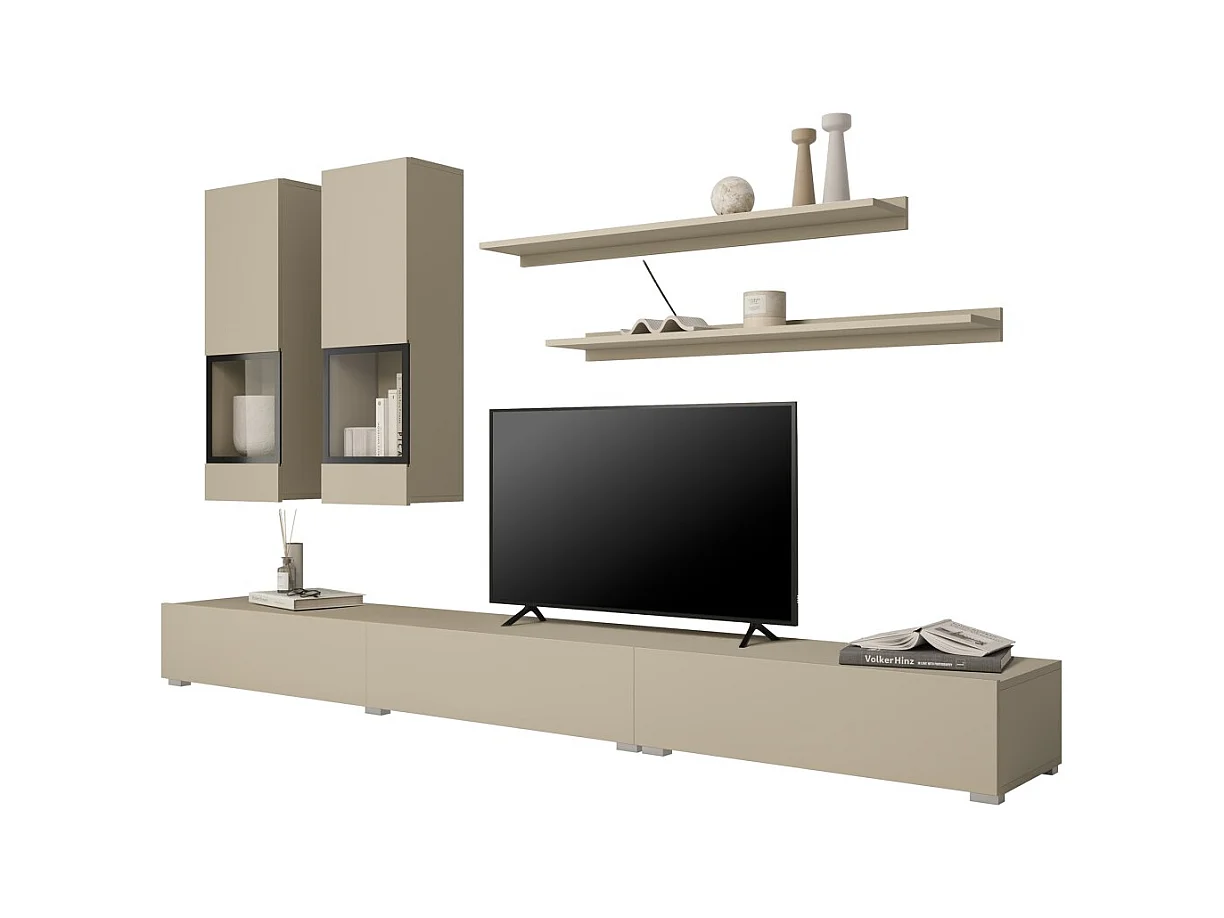 Ensemble meubles de salon RAMOS – Beige clair – Design contemporain sans LED