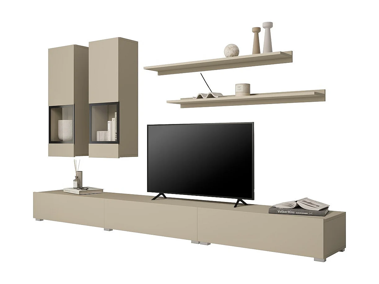 Ensemble meubles de salon RAMOS – Beige clair – Design contemporain sans LED