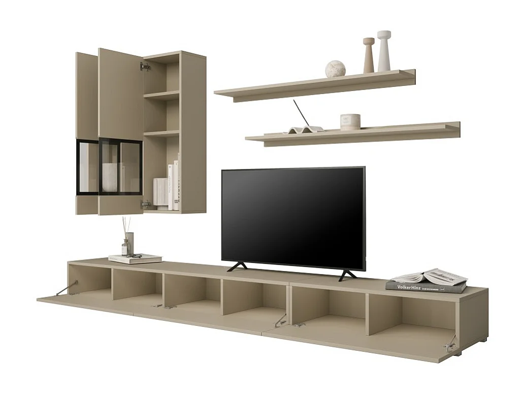 Ensemble meubles de salon RAMOS – Beige clair – Design contemporain sans LED