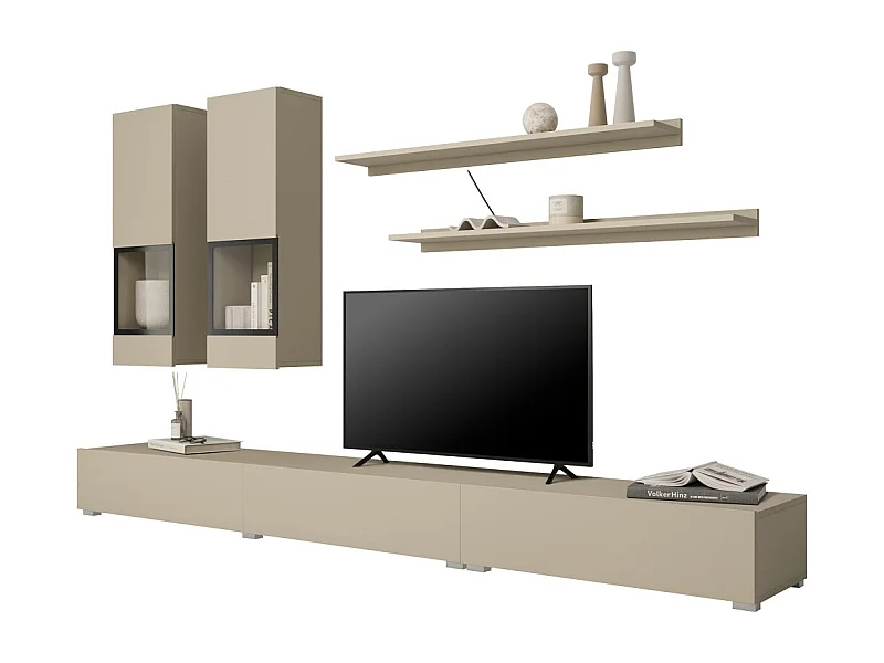 Ensemble meubles de salon RAMOS – Beige clair – Design contemporain sans LED