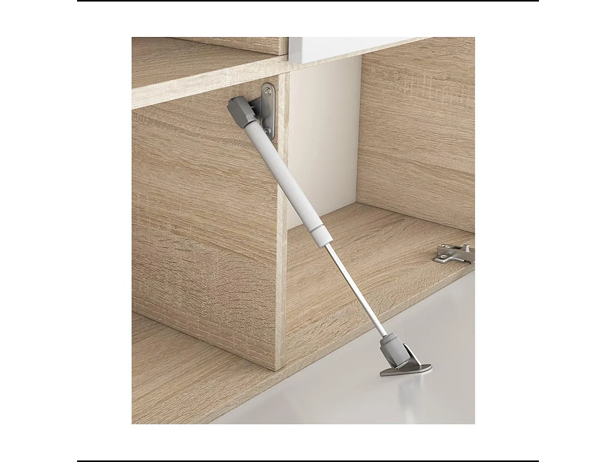 Parete Attrezzata Mobile Soggiorno TV Salotto Base Televisione Con Scaffali Illuminati LED Sala Pranzo Design Moderno 260x185x42 cm Bianco Rovere