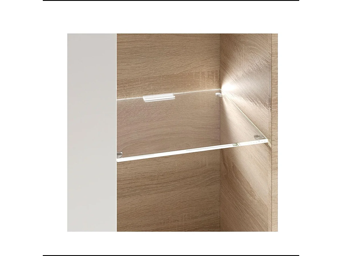 Parete Attrezzata Mobile Soggiorno TV Salotto Base Televisione Con Scaffali Illuminati LED Sala Pranzo Design Moderno 260x185x42 cm Bianco Rovere