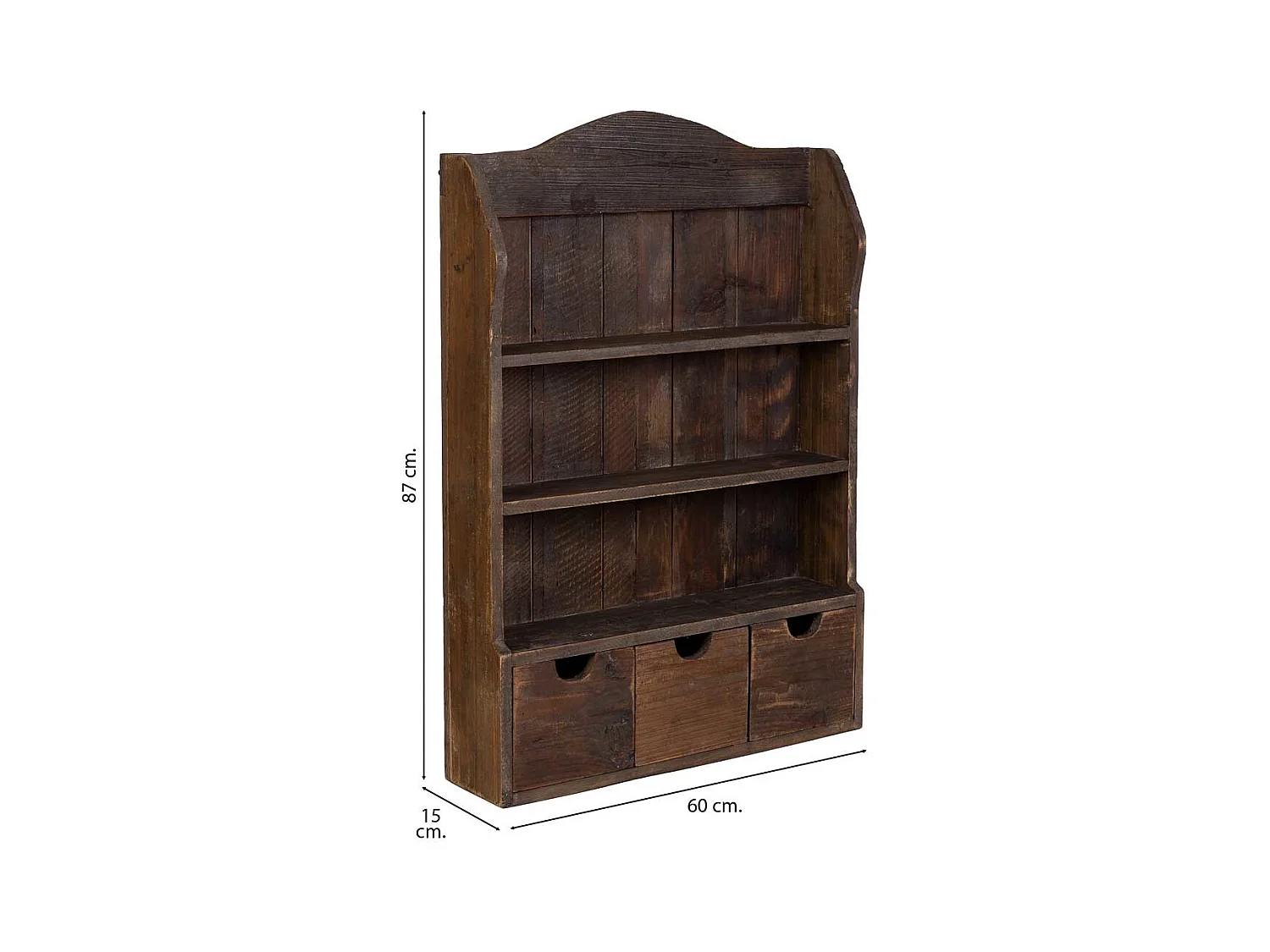 Estantería de madera con 3 cajones y 2 baldas marrón 60x15x87h cm