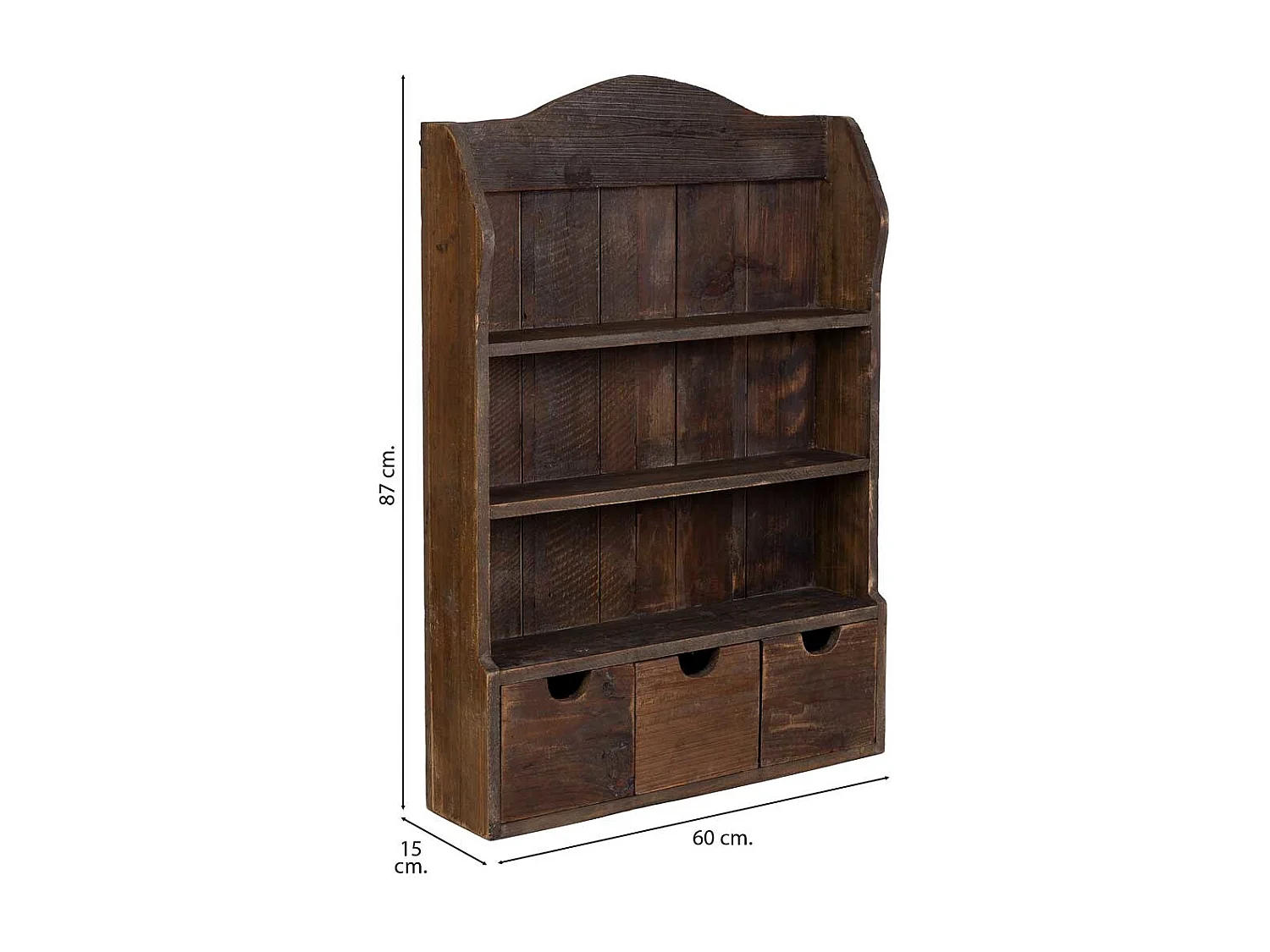 Estantería de madera con 3 cajones y 2 baldas marrón 60x15x87h cm