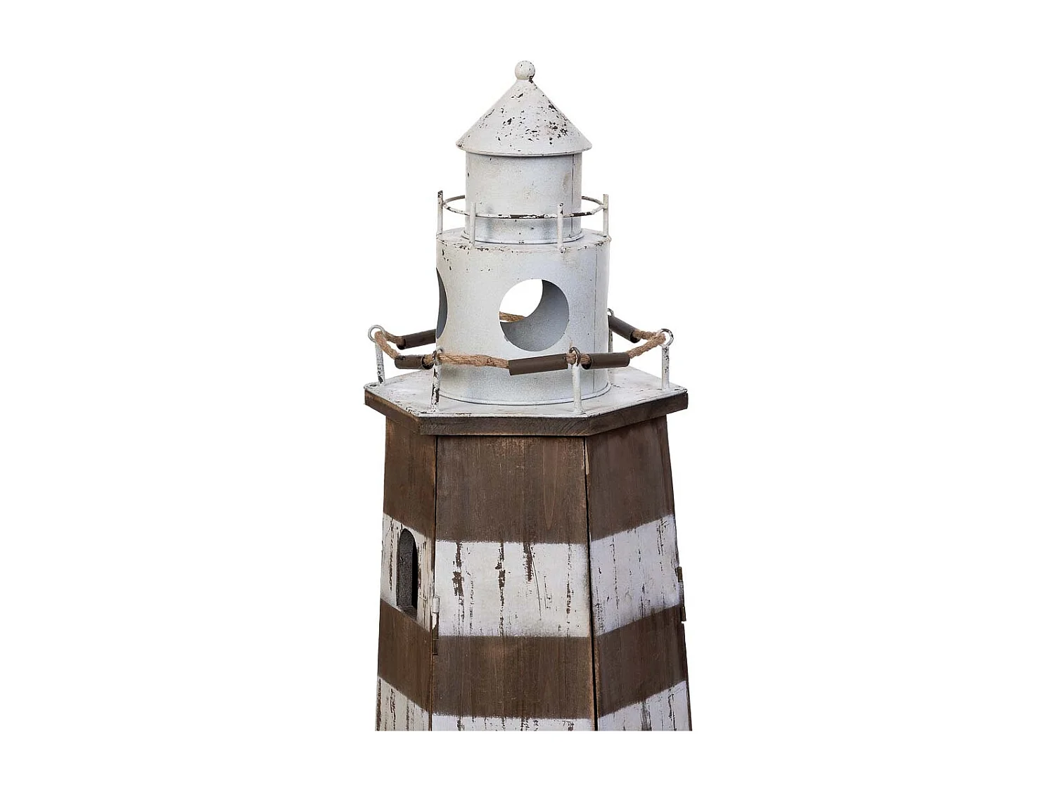 Leuchtturm Regal aus Holz und Metall 40x35x123h cm Braun