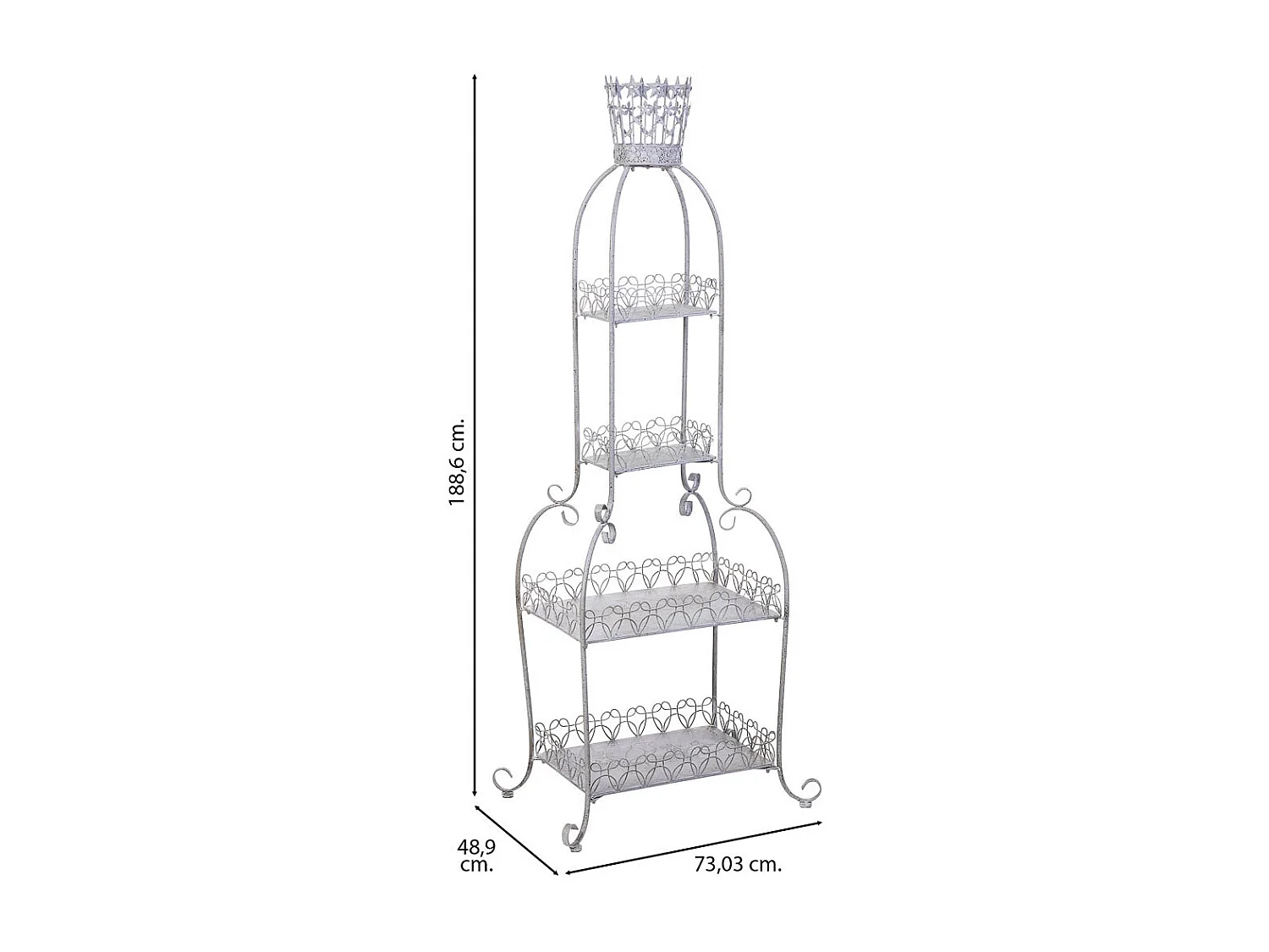 Metallregal mit 4 Böden 73,03x48,9x188,6h cm Grau