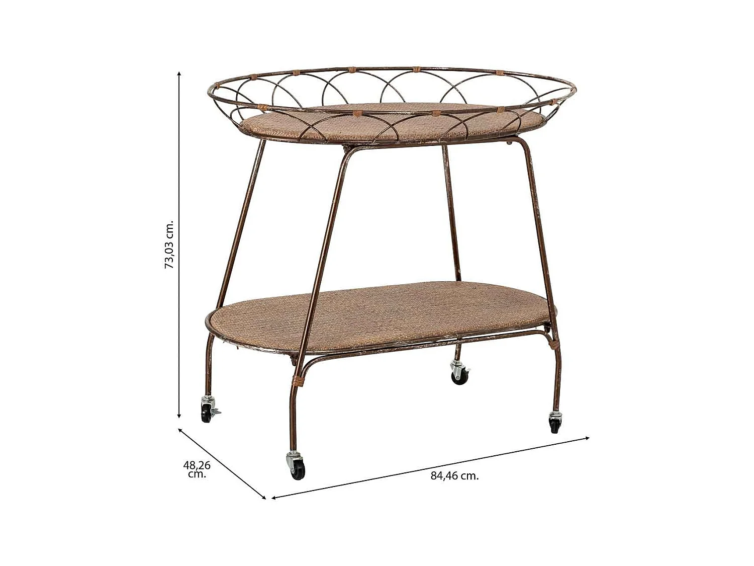 Étagère de présentation en métal marron, 84,46x48,26x73,03