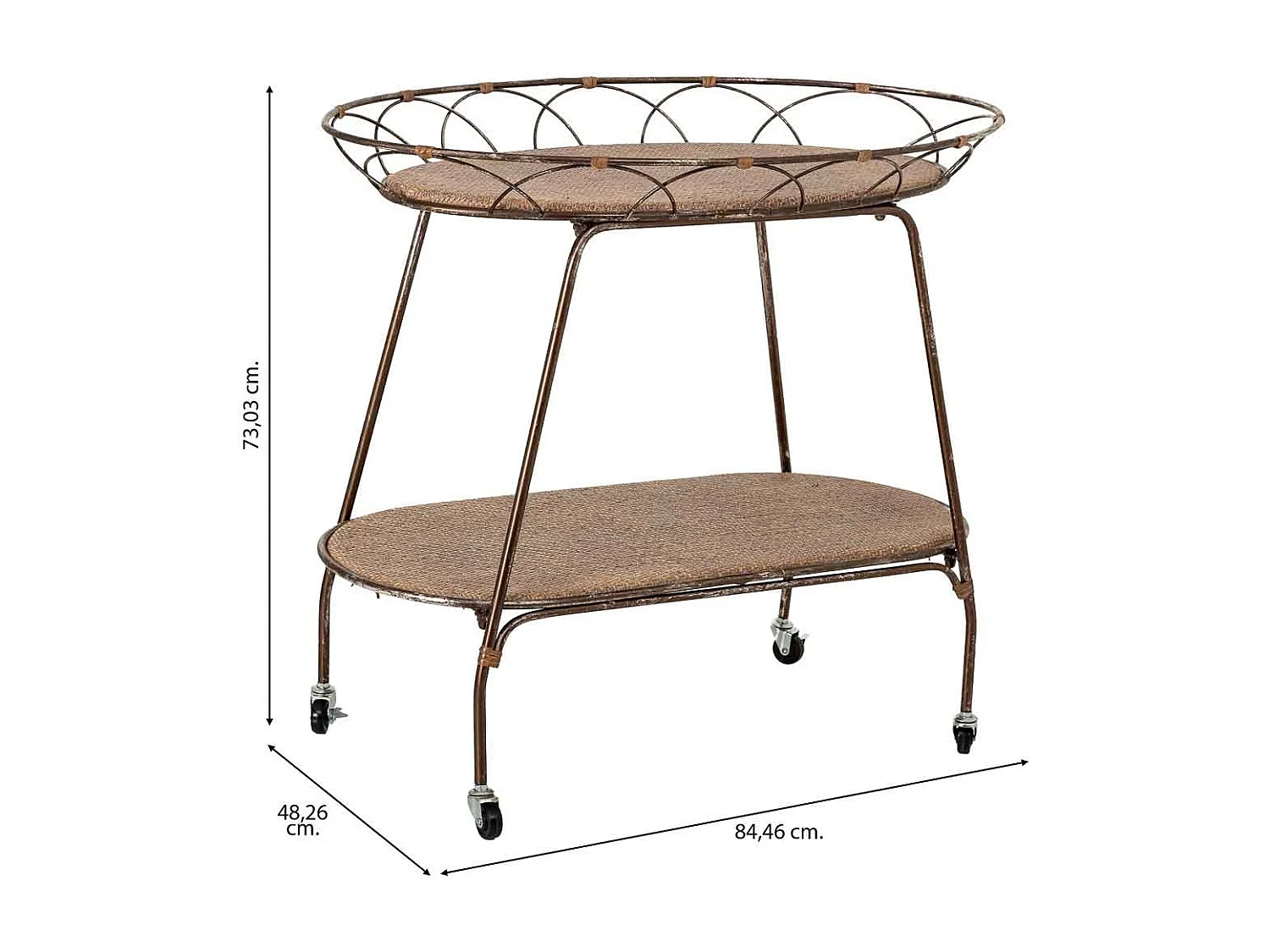 Metall-Präsentationsregal mit 2 braunen Böden, 84,46x48,26x73,03